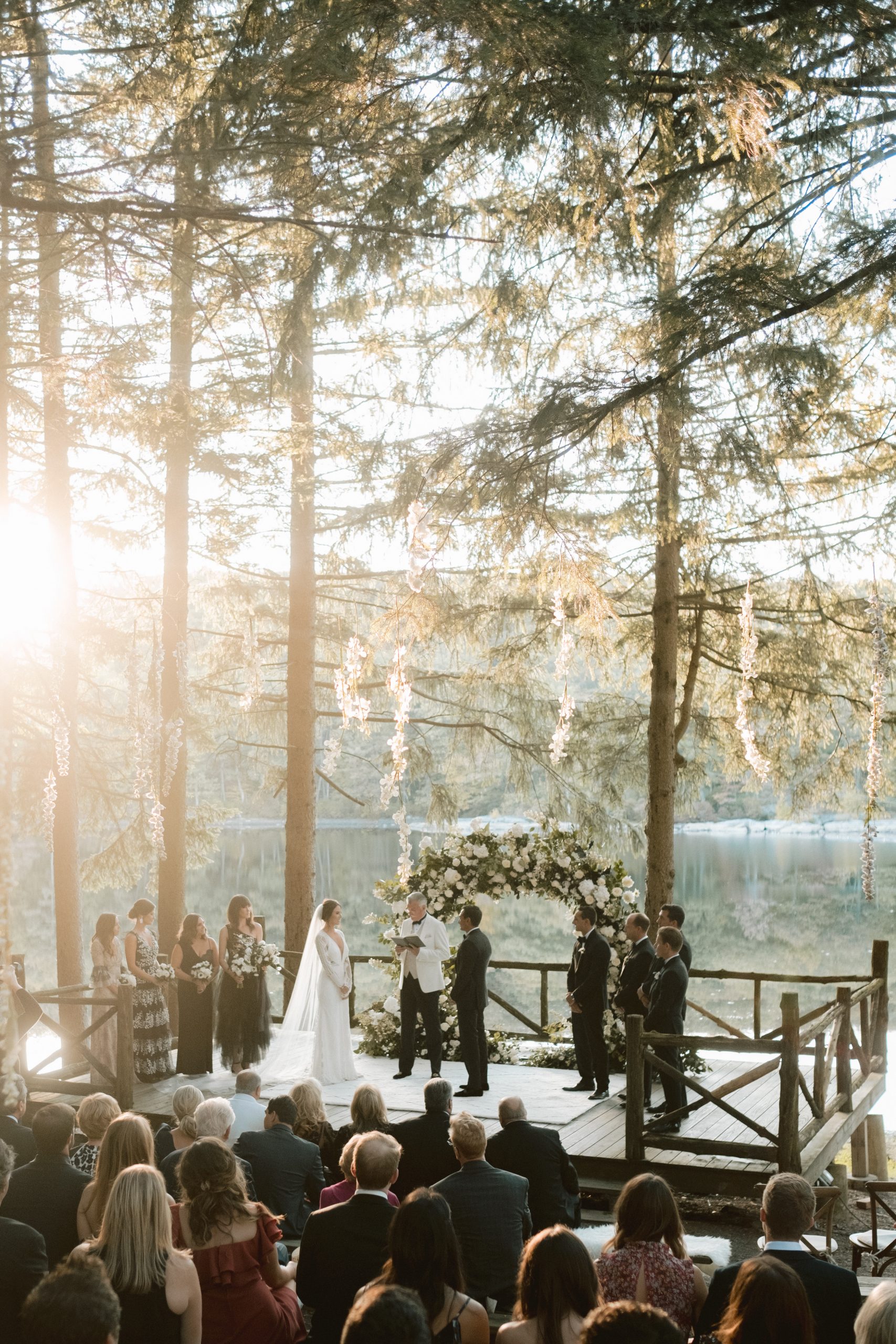 Golden-hour ceremony at Cedar Lakes Estate