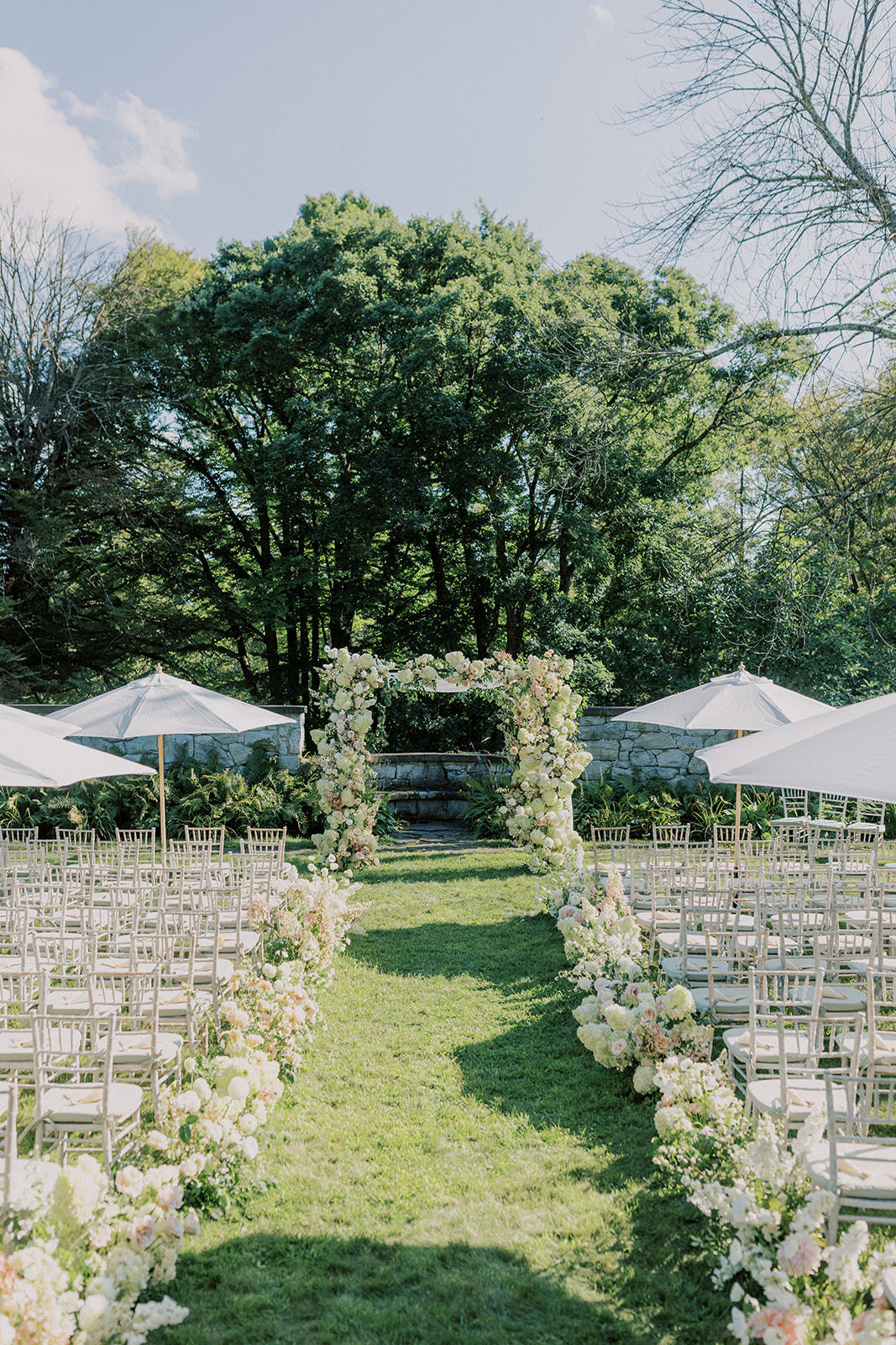 Garden ceremony aisle at Troutbeck